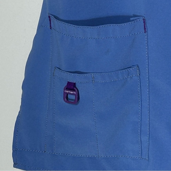 Carhartt Women's V-Neck Blueish Purple Short Sleeve Scrub Size M - Picture 2 of 9